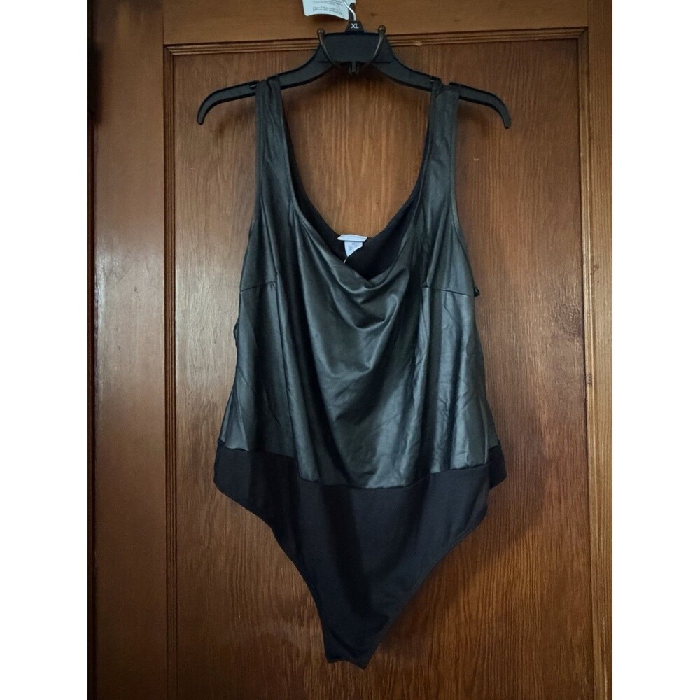 Rue 21 One Piece Leotard Shirt Black Lightweight Snap Bottom Short Sleeve Top